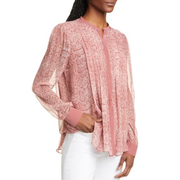 JOIE Tassa Silk Blouse Snakeskin Print Top Laurel - Picture 12 of 12